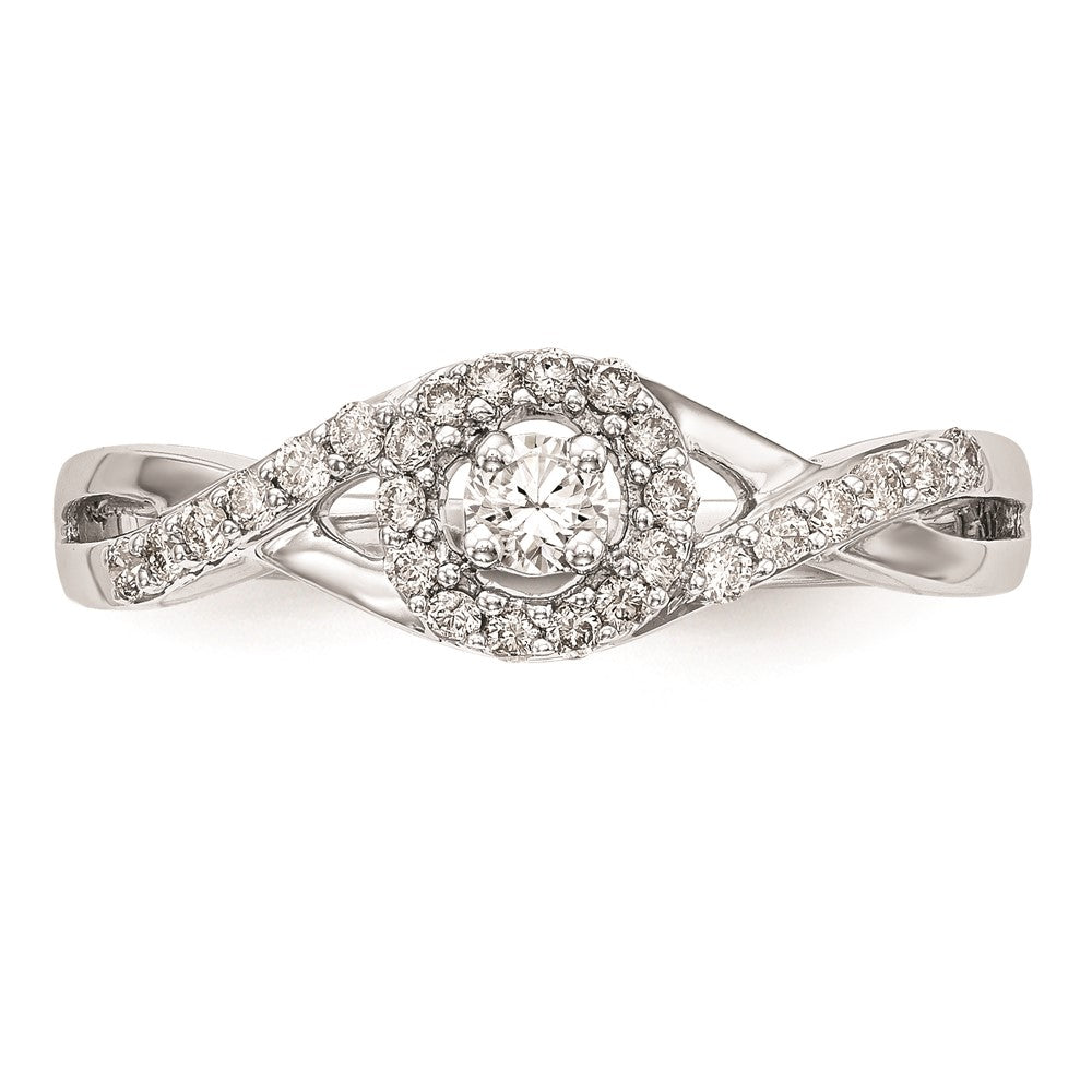 10K White Gold Halo (Holds 1/10 carat (2.8mm) Round Center) 1/5 carat Diamond Semi-Mount Engagement Ring