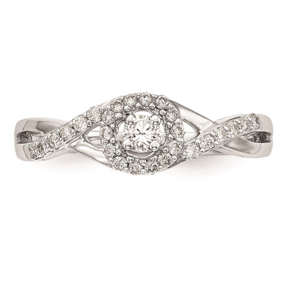 10K White Gold Halo (Holds 1/10 carat (2.8mm) Round Center) 1/5 carat Diamond Semi-Mount Engagement Ring