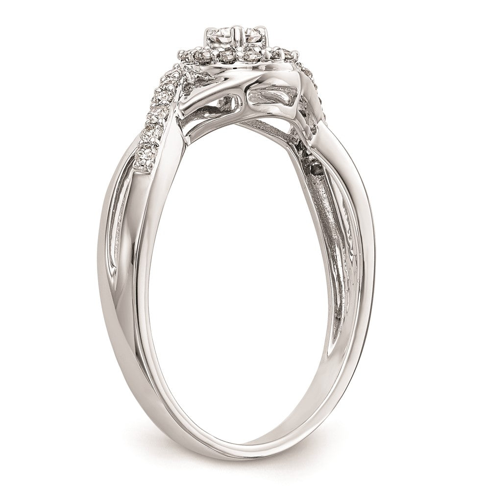 10K White Gold Halo (Holds 1/10 carat (2.8mm) Round Center) 1/5 carat Diamond Semi-Mount Engagement Ring