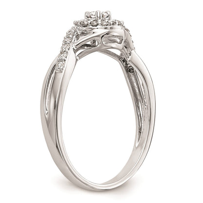 10K White Gold Halo (Holds 1/10 carat (2.8mm) Round Center) 1/5 carat Diamond Semi-Mount Engagement Ring