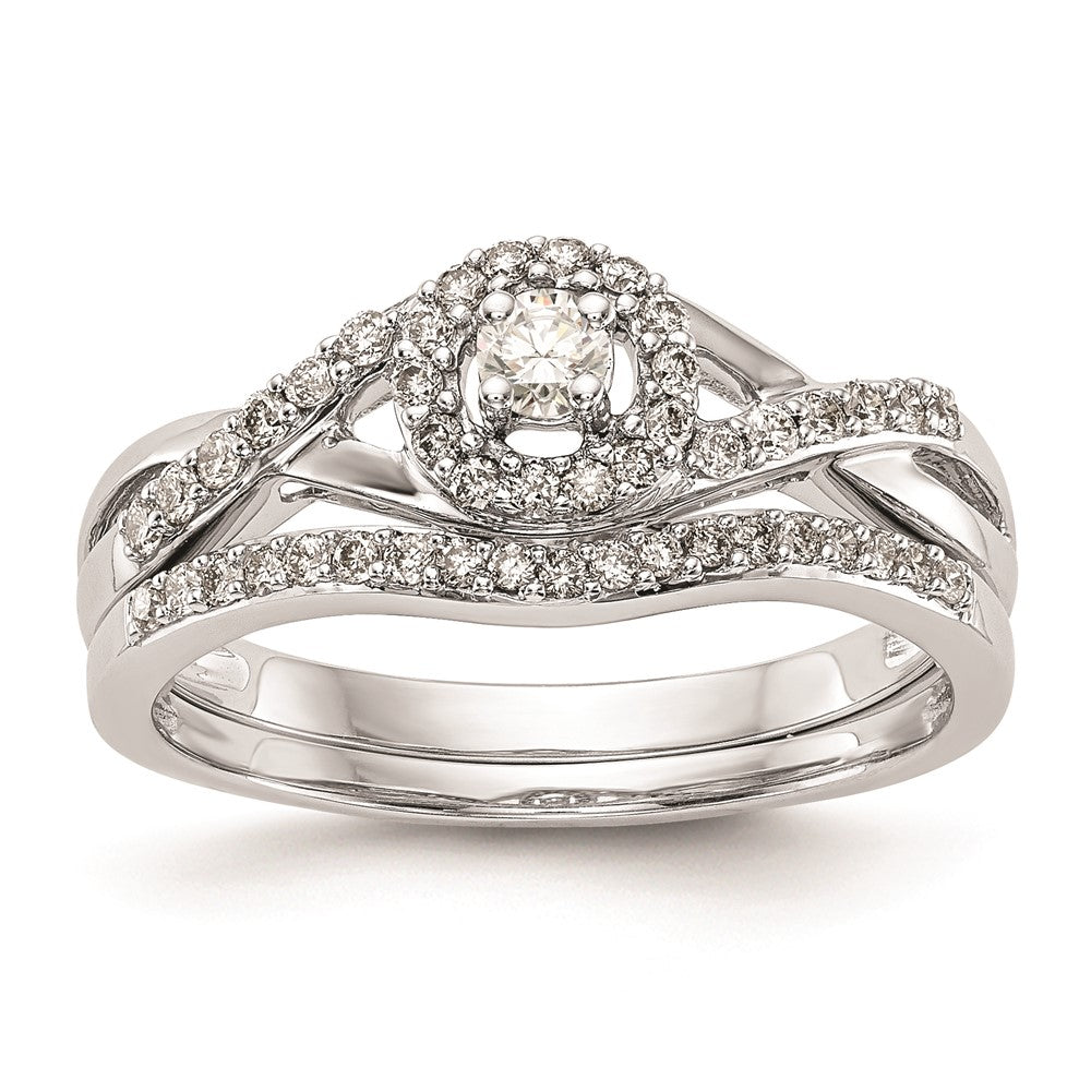 10K White Gold Halo (Holds 1/10 carat (2.8mm) Round Center) 1/5 carat Diamond Semi-Mount Engagement Ring