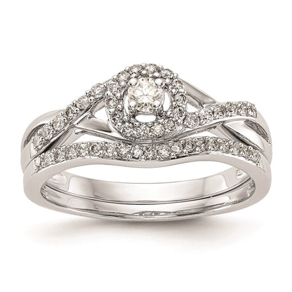 10K White Gold Halo (Holds 1/10 carat (2.8mm) Round Center) 1/5 carat Diamond Semi-Mount Engagement Ring