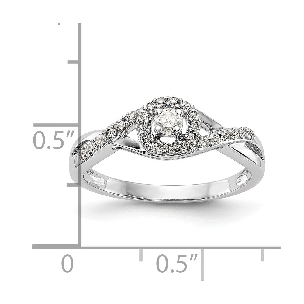 10K White Gold Halo (Holds 1/10 carat (2.8mm) Round Center) 1/5 carat Diamond Semi-Mount Engagement Ring