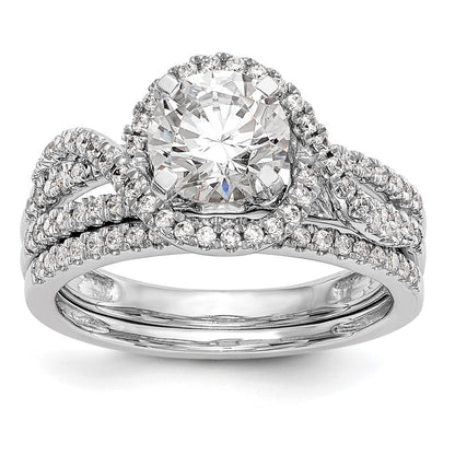 14K White Gold Halo Plus Peg Set 1/3 carat Diamond Semi-Mount Engagement Ring