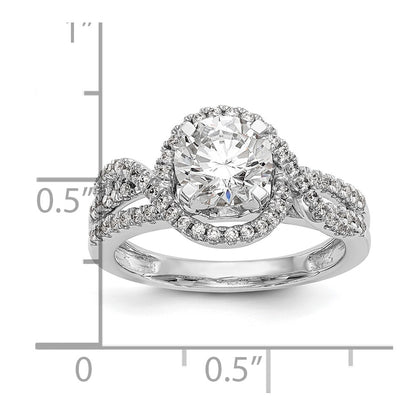 14K White Gold Halo Plus Peg Set 1/3 carat Diamond Semi-Mount Engagement Ring