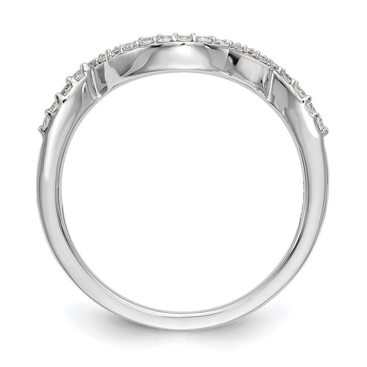 14k White Gold 1/6 carat Diamond Contoured Complete Wedding Band