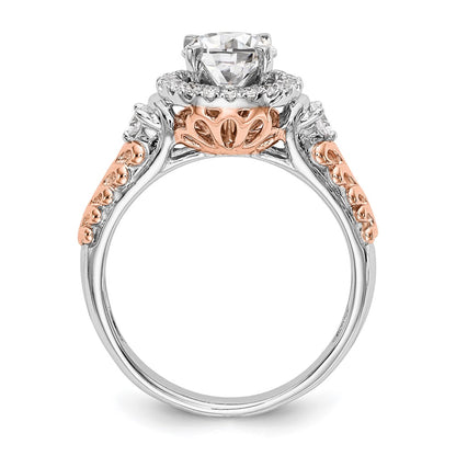 14K Two-tone Halo Plus Peg Set 1/4 carat Diamond Semi-Mount Engagement Ring