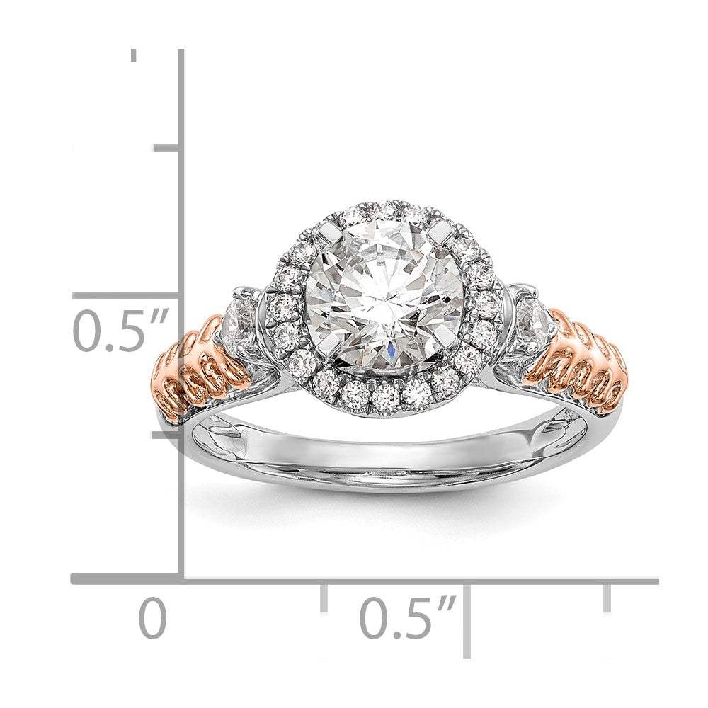 14K Two-tone Halo Plus Peg Set 1/4 carat Diamond Semi-Mount Engagement Ring