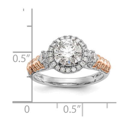 14K Two-tone Halo Plus Peg Set 1/4 carat Diamond Semi-Mount Engagement Ring