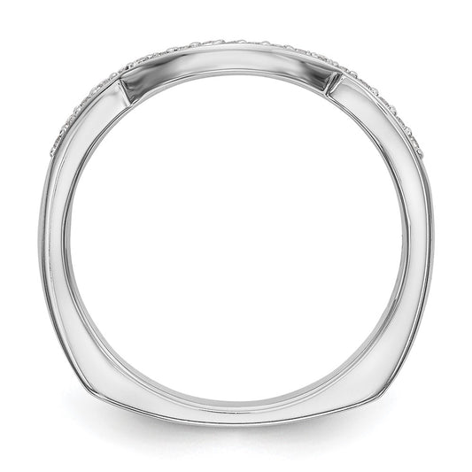 14k White Gold 1/10 carat Diamond Contoured Complete Wedding Band