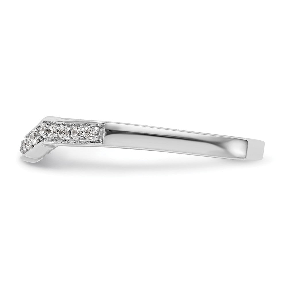 14k White Gold 1/10 carat Diamond Contoured Complete Wedding Band