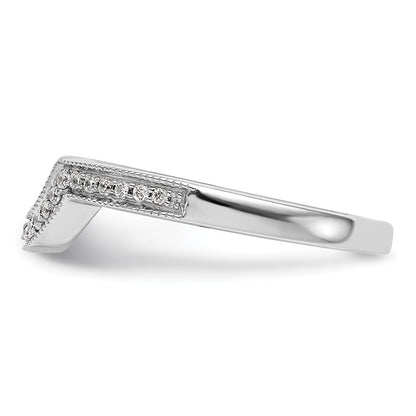 14k White Gold 1/8 carat Diamond Contoured Complete Wedding Band