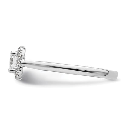 14K White Gold Halo (Holds 1/2 carat (5.2mm) Round Center) 1/6 carat Diamond Semi-Mount Engagement Ring