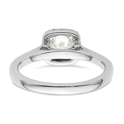 14K White Gold Halo (Holds 1/2 carat (5.2mm) Round Center) 1/6 carat Diamond Semi-Mount Engagement Ring