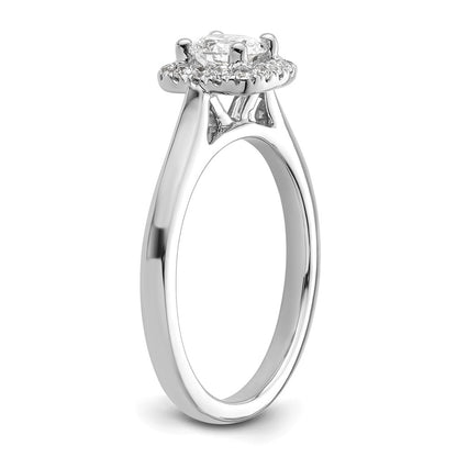 14K White Gold Halo (Holds 1/2 carat (5.2mm) Round Center) 1/6 carat Diamond Semi-Mount Engagement Ring