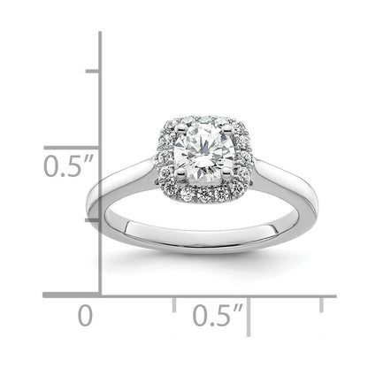 14K White Gold Halo (Holds 1/2 carat (5.2mm) Round Center) 1/6 carat Diamond Semi-Mount Engagement Ring