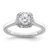 14K White Gold Halo (Holds 1/2 carat (5.2mm) Round Center) 1/6 carat Diamond Semi-Mount Engagement Ring
