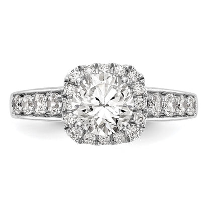 14k White Gold Halo Plus Peg Set 1/2 carat Diamond Semi-Mount Engagement Ring