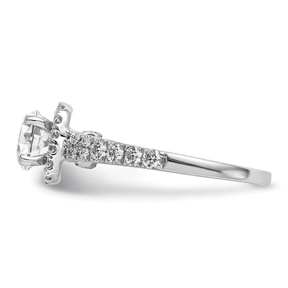 14k White Gold Halo Plus Peg Set 1/2 carat Diamond Semi-Mount Engagement Ring