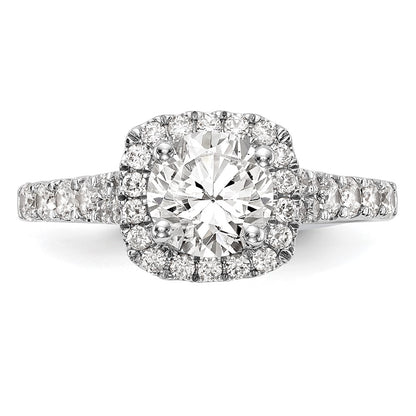 14k White Gold 1/2 carat Lab Grown Diamond VS/SI+ G+ Semi Mount Halo Peg Set Engagement Ring