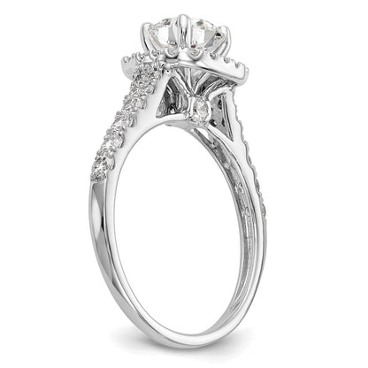 14k White Gold Halo Plus Peg Set 1/2 carat Diamond Semi-Mount Engagement Ring