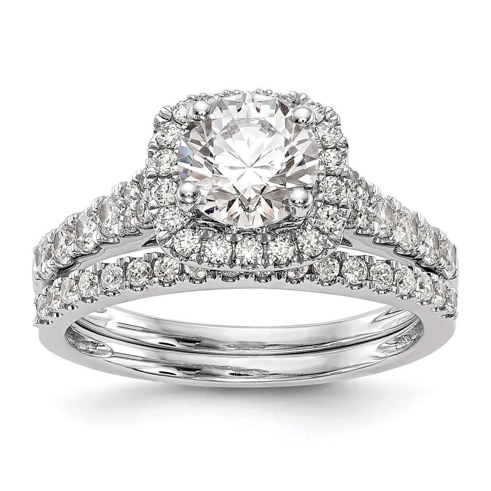 14k White Gold Halo Plus Peg Set 1/2 carat Diamond Semi-Mount Engagement Ring