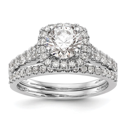 14k White Gold Halo Plus Peg Set 1/2 carat Diamond Semi-Mount Engagement Ring