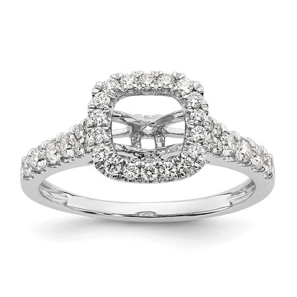 14k White Gold Halo Plus Peg Set 1/2 carat Diamond Semi-Mount Engagement Ring