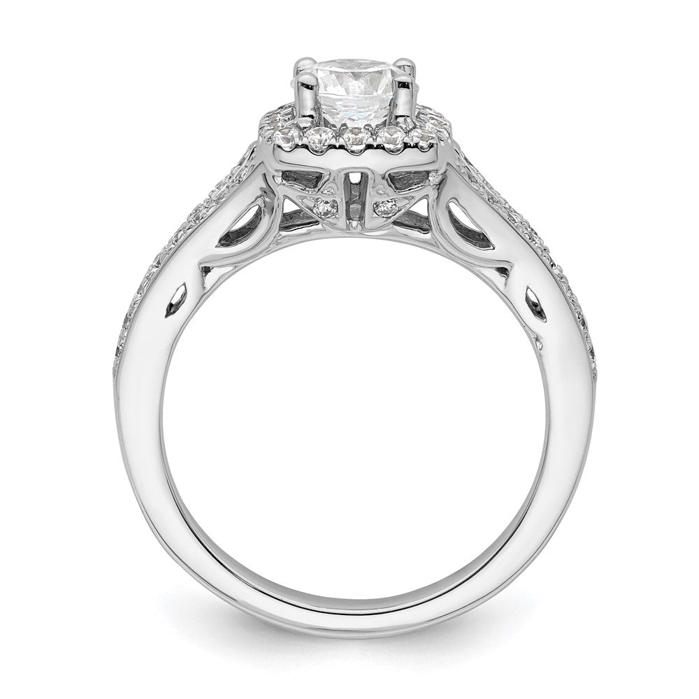 14k White Gold Halo Plus (Holds 3/4 carat (5.8mm) Round Center) 3/8 carat Diamond Semi-Mount Engagement Ring