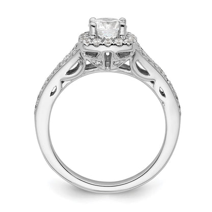 14k White Gold Halo Plus (Holds 3/4 carat (5.8mm) Round Center) 3/8 carat Diamond Semi-Mount Engagement Ring