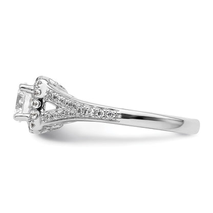 14k White Gold Halo Plus (Holds 3/4 carat (5.8mm) Round Center) 3/8 carat Diamond Semi-Mount Engagement Ring