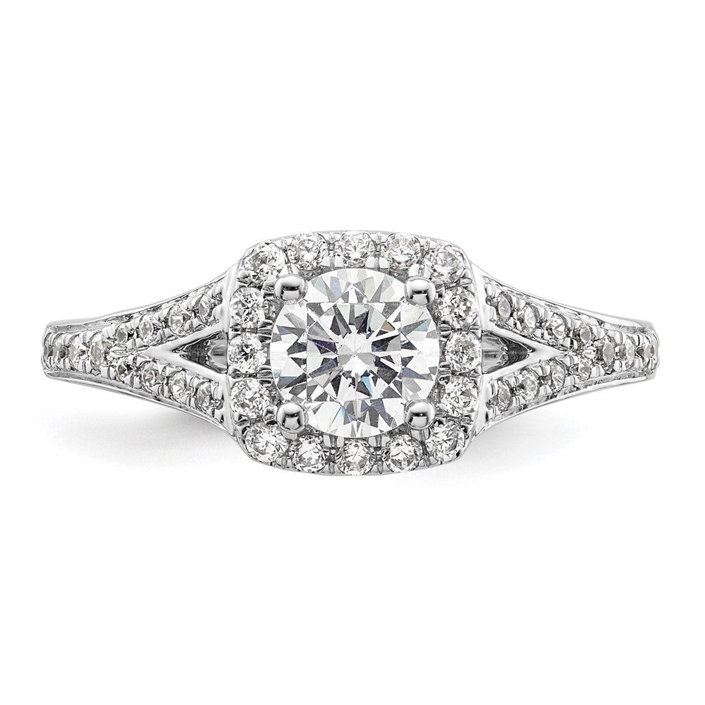 14k White Gold Halo Plus (Holds 3/4 carat (5.8mm) Round Center) 3/8 carat Diamond Semi-Mount Engagement Ring