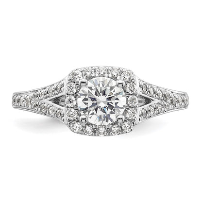 14k White Gold Halo Plus (Holds 3/4 carat (5.8mm) Round Center) 3/8 carat Diamond Semi-Mount Engagement Ring