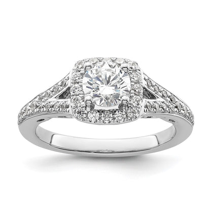 14k White Gold Halo Plus (Holds 3/4 carat (5.8mm) Round Center) 3/8 carat Diamond Semi-Mount Engagement Ring