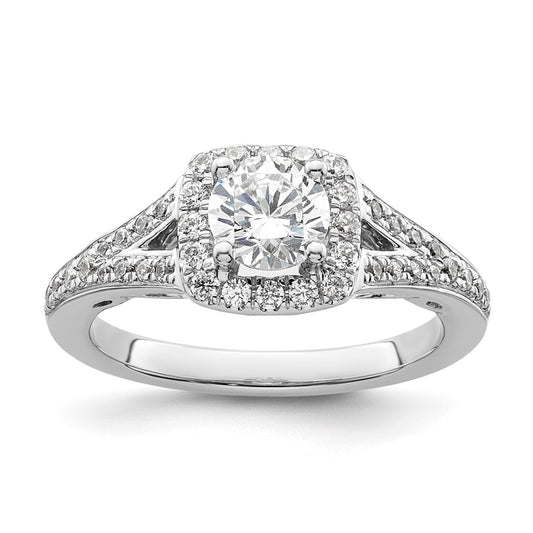 14k White Gold Halo Plus (Holds 3/4 carat (5.8mm) Round Center) 3/8 carat Diamond Semi-Mount Engagement Ring