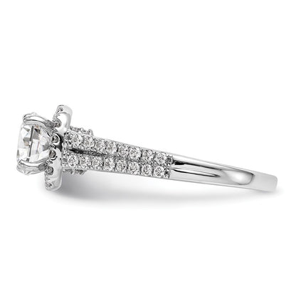 14k White Gold Halo Plus Peg Set 1/2 carat Diamond Semi-Mount Engagement Ring
