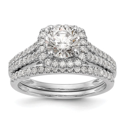 14k White Gold Halo Plus Peg Set 1/2 carat Diamond Semi-Mount Engagement Ring