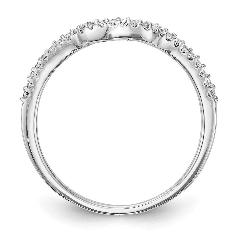 14K White Gold 1/8 carat Diamond Contoured Complete Wedding Band