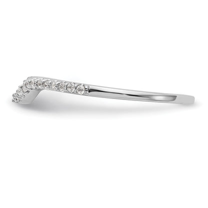 14K White Gold 1/8 carat Diamond Contoured Complete Wedding Band