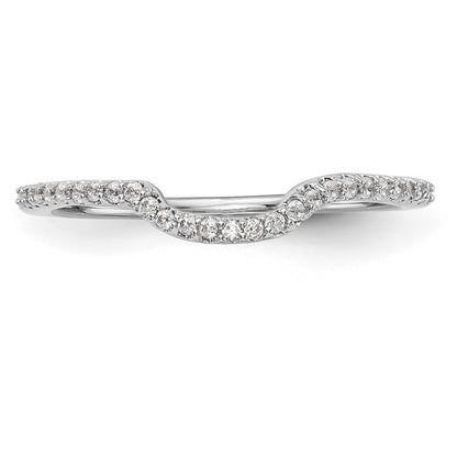 14K White Gold 1/8 carat Diamond Contoured Complete Wedding Band