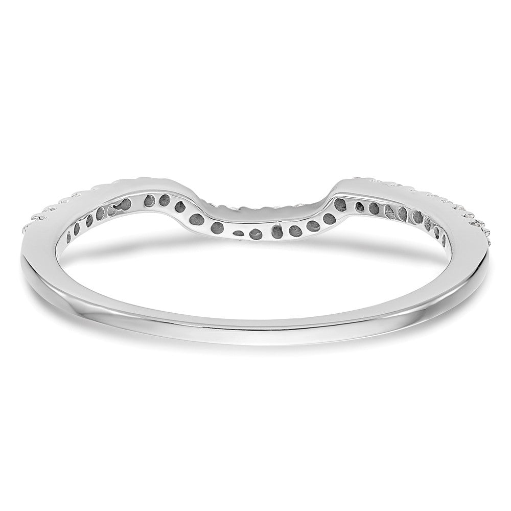 14K White Gold 1/8 carat Diamond Contoured Complete Wedding Band