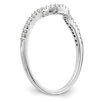 14K White Gold 1/8 carat Diamond Contoured Complete Wedding Band
