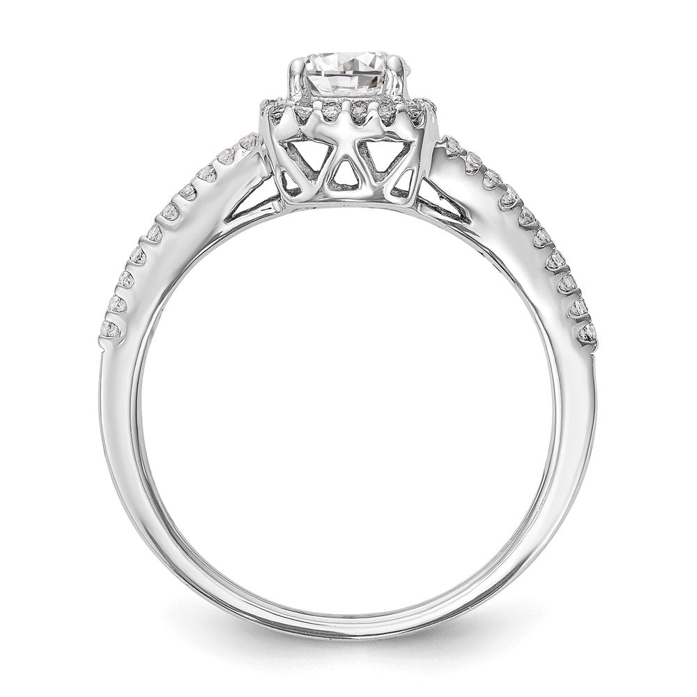 14K White Gold Lab Grown VS/SI+ G+ Dia Complete Cushion Halo Eng Ring