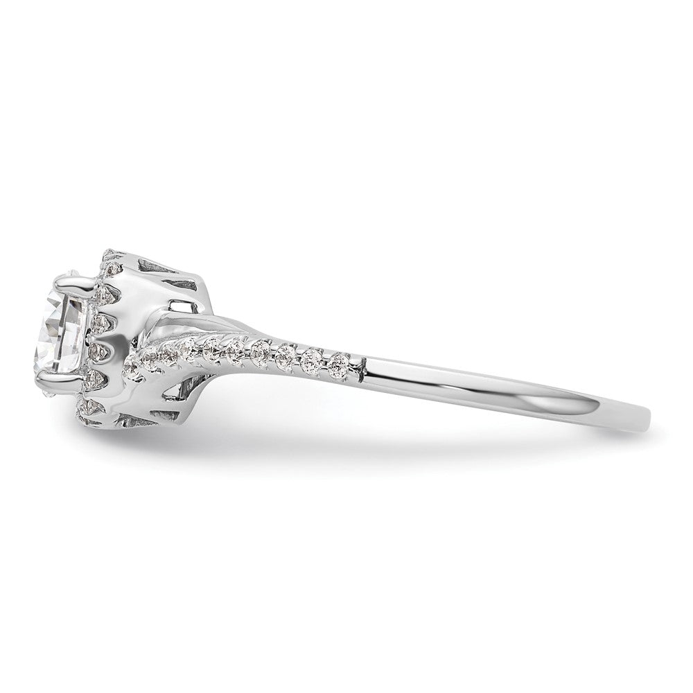 14K White Gold Lab Grown VS/SI+ G+ Dia Complete Cushion Halo Eng Ring