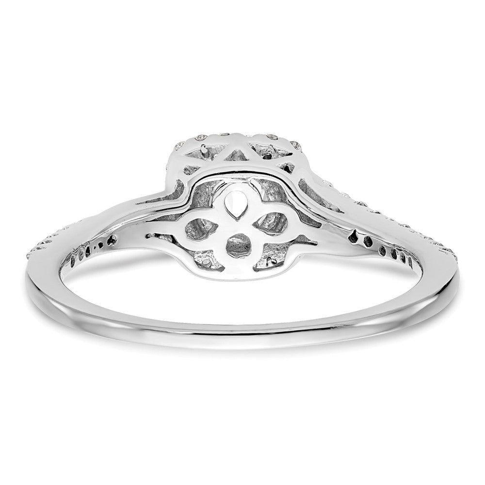 14K White Gold Lab Grown VS/SI+ G+ Dia Complete Cushion Halo Eng Ring
