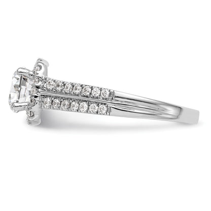 14K White Gold Halo Plus (Holds 1 carat (6.5mm) Round Center) 1/2 carat Diamond Semi-Mount Engagement Ring