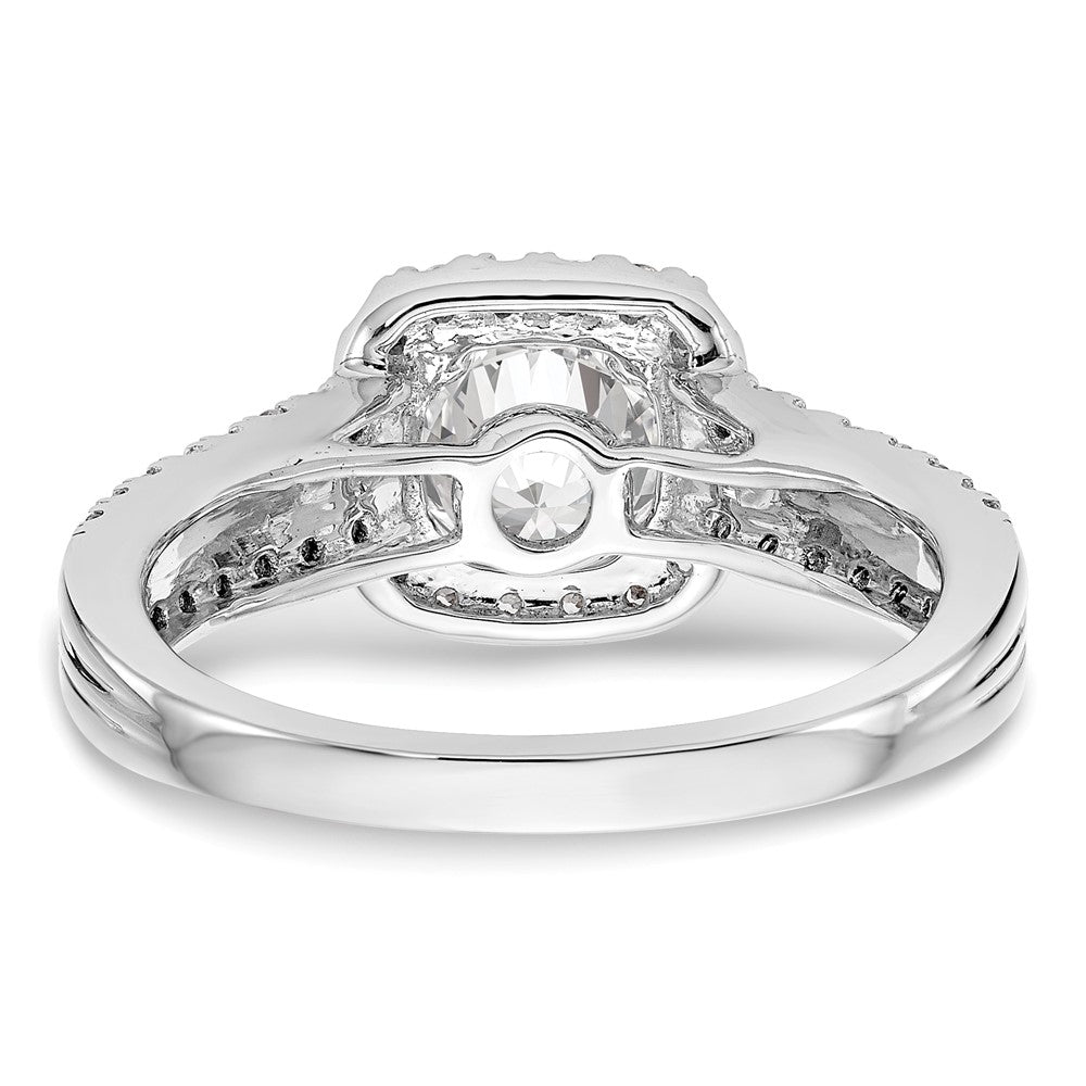 14K White Gold Halo Plus (Holds 1 carat (6.5mm) Round Center) 1/2 carat Diamond Semi-Mount Engagement Ring