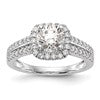 14K White Gold Halo Plus (Holds 1 carat (6.5mm) Round Center) 1/2 carat Diamond Semi-Mount Engagement Ring
