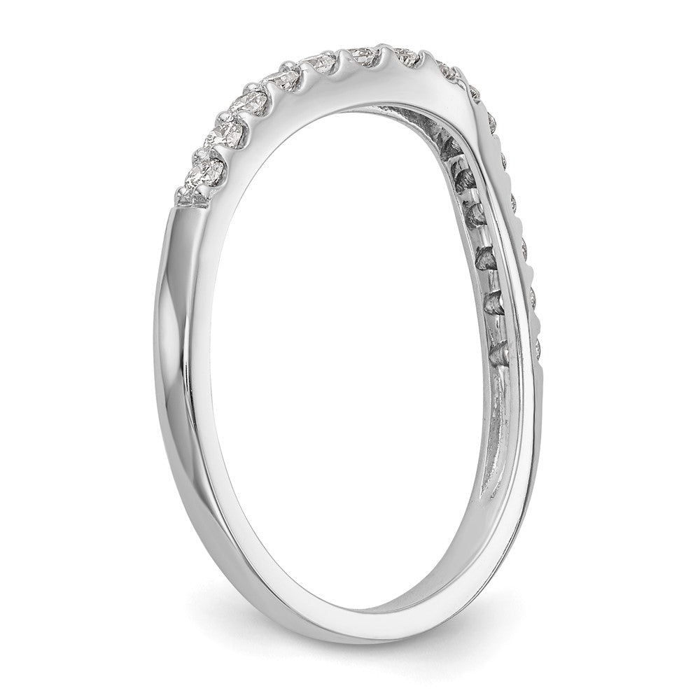 14K White Gold 1/4 carat Diamond Contoured Complete Wedding Band