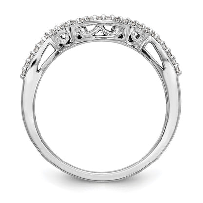 14K White Gold 1/8 carat Diamond Contoured Complete Wedding Band